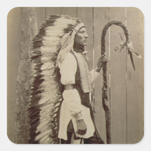 Sticker Carré Portrait d'un Natif américain de 'Buffalo Bill