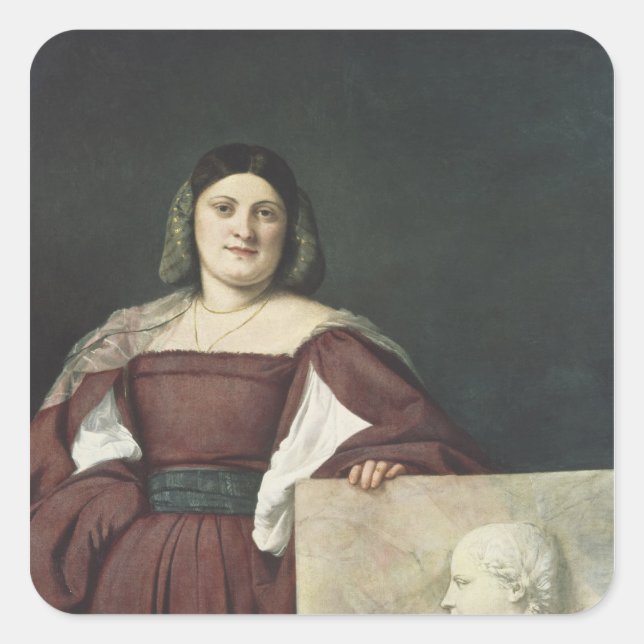 Sticker Carré Portrait d'une dame, c.1510-12 (Devant)