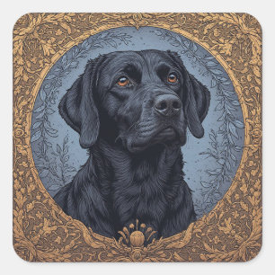 Sticker Carré Portrait élégant de Labrador noir
