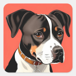 Sticker Carré Portrait élégant d'un chien noir et blanc