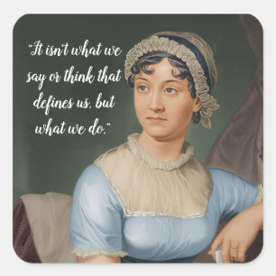 Sticker Carré Portrait et citation de Jane Austen