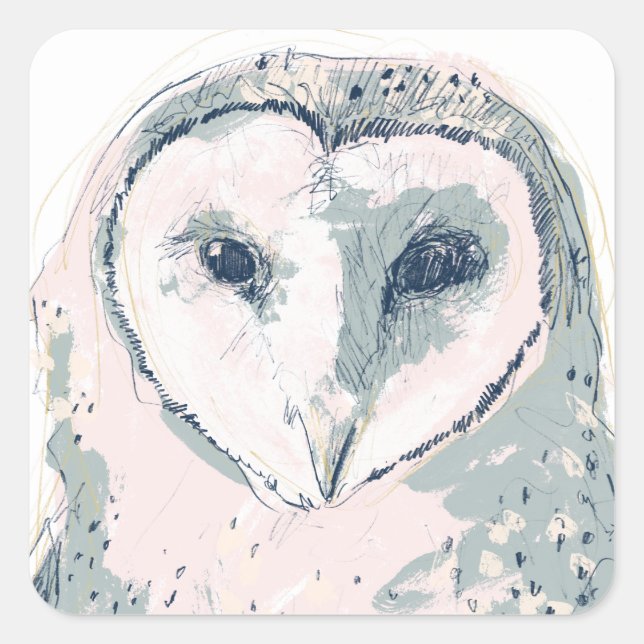 Sticker Carré Portrait funky Owl (Devant)