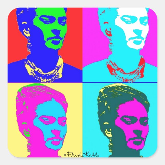 Sticker Carré Portrait inspiré de Frida Kahlo (Devant)