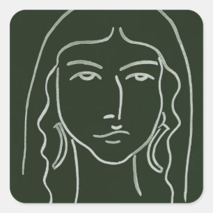 Sticker Carré Portrait malachite avec cheveux longs