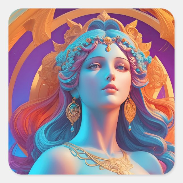 Sticker Carré Portrait mythique Aphrodite (Devant)