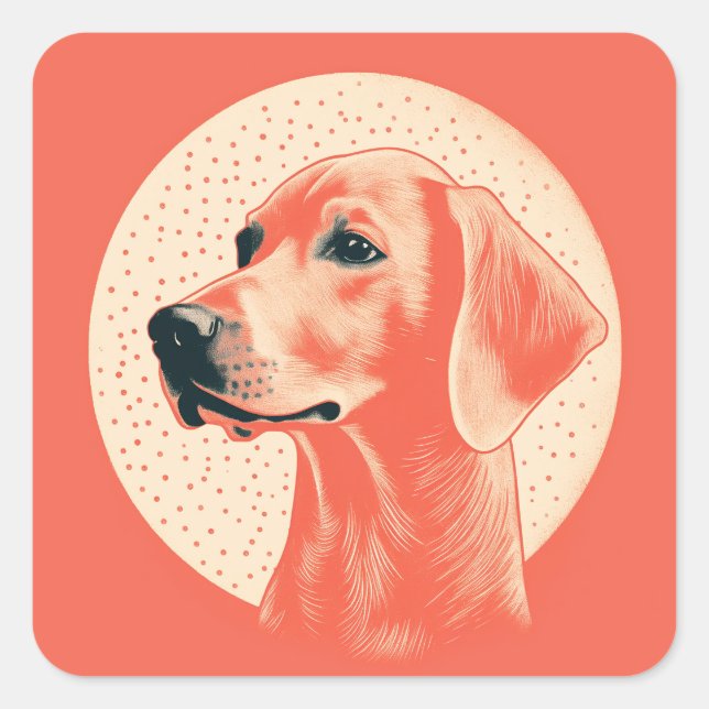 Sticker Carré Portrait vintage élégant pour chien (Devant)