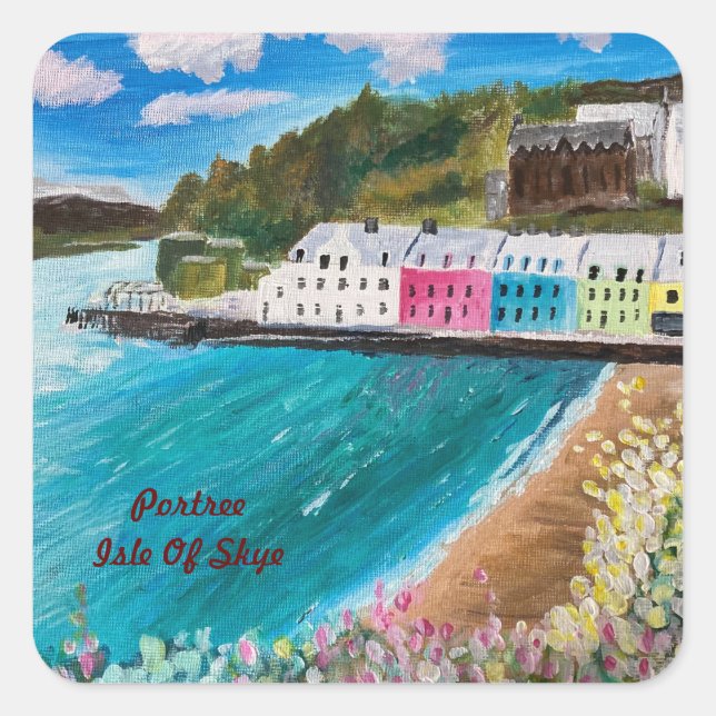 Sticker Carré Portree Isle of Skye Scotland (Devant)