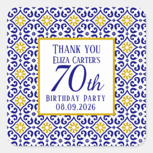 Sticker Carré Portugais Carreaux Bleu 70e anniversaire Méditerra