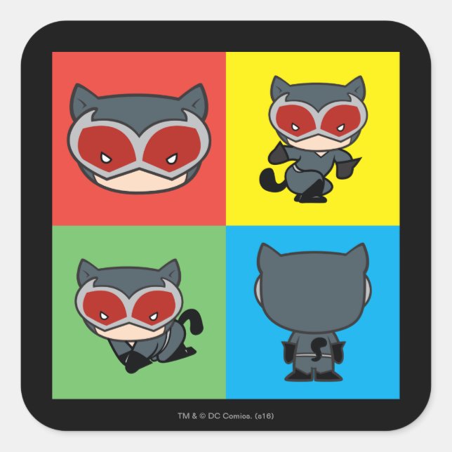 Sticker Carré Poses de caractères Chibi Catwoman (Devant)