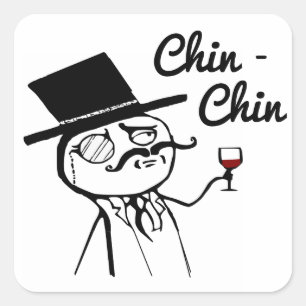 Sticker Carré Posh Chap avec chapeau supérieur et monocoque