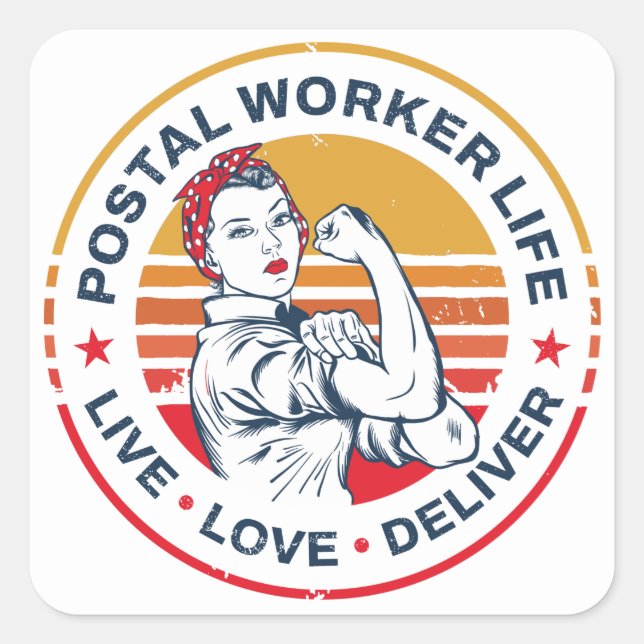 Sticker Carré Postal Worker Life Gag Poste Coworker (Devant)