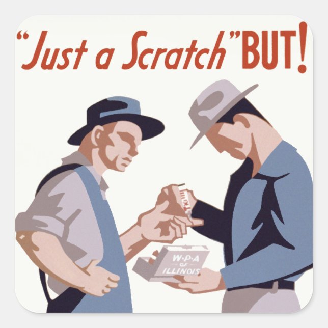 Sticker Carré Poster de premiers soins "Just a Scratch" (Devant)