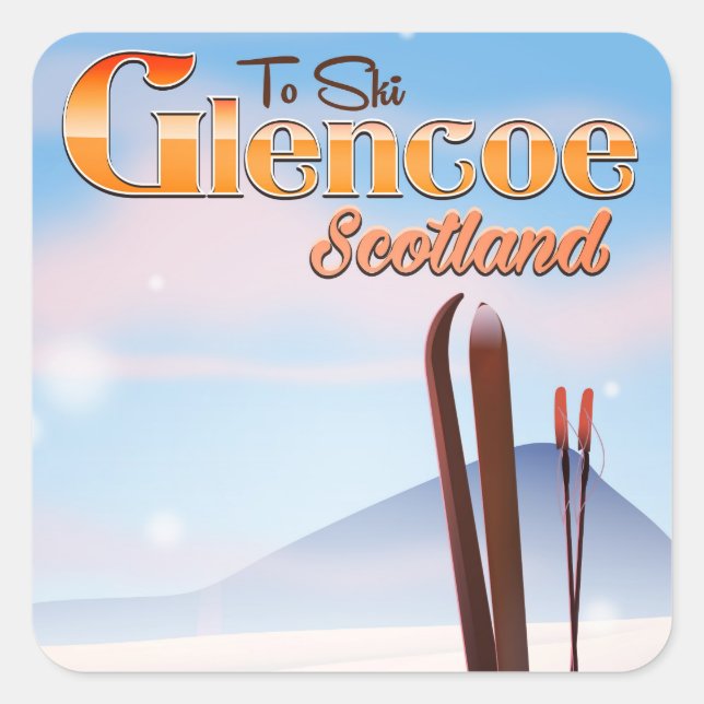 Sticker Carré poster de ski Glencoe Scotland (Devant)