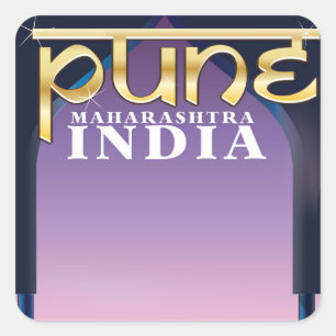 Sticker Carré Poster de vacances Pune, Maharashtra Inde