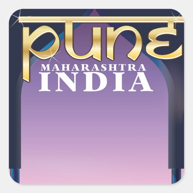 Sticker Carré Poster de vacances Pune, Maharashtra Inde (Devant)