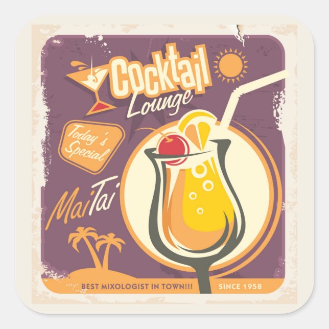Sticker Carré Poster du Cocktail Lounge (Devant)