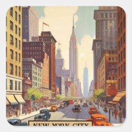 Sticker Carré Poster Vintage voyage New York