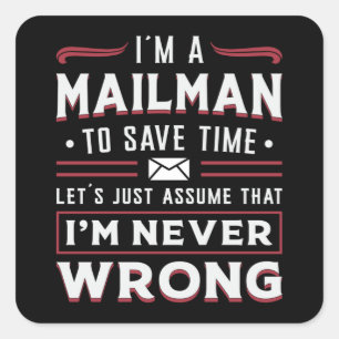 Sticker Carré Postman Post Mail Mailman Day Livraison Idée cadea