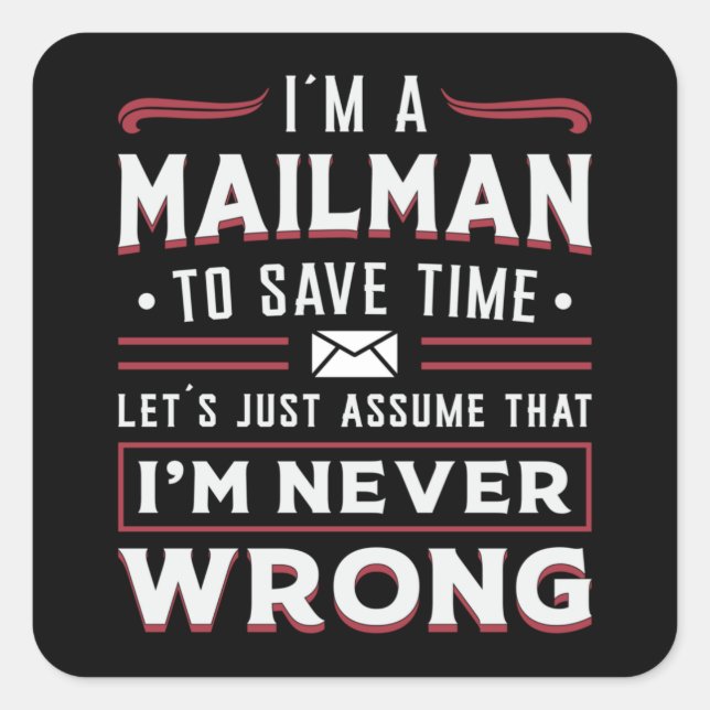 Sticker Carré Postman Post Mail Mailman Day Livraison Idée cadea (Devant)