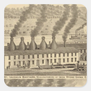 Sticker Carré Poterie de la vallée de l'Ohio, Laughlin Brothers