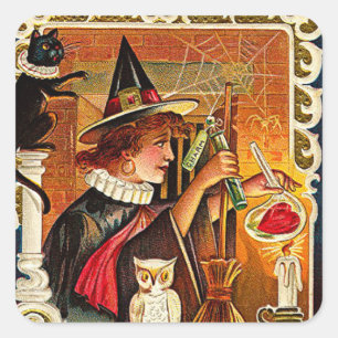 Sticker Carré Potion des amateurs de sorcières d'Halloween