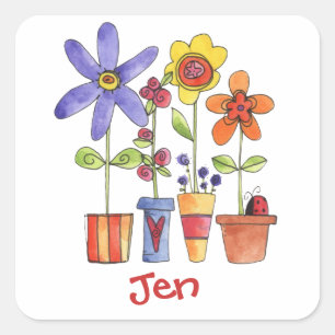 Sticker Carré pots de fleurs