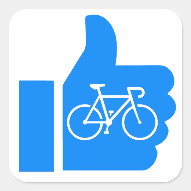 Sticker Carré Pouces vers le haut Cyclisme (Devant)