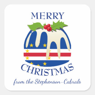 Sticker Carré Pouding de Noël festif drapeau CABO VERDE Fête
