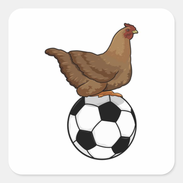 Sticker Carré Poulet aux sports de football (Devant)