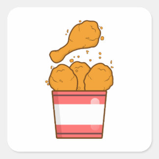 Sticker Carré Poulet frit avec seau