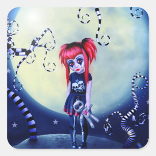 Sticker Carré Poupée gothique au clair de lune