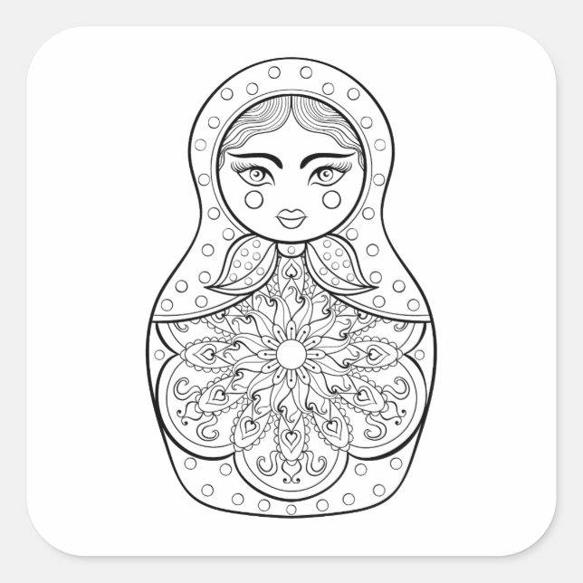 Sticker Carré Poupée russe élégante (Devant)