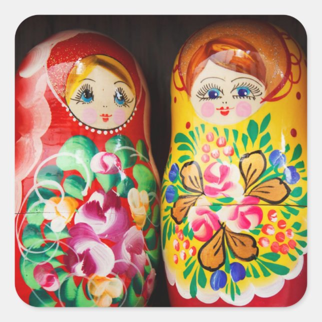 Sticker Carré Poupées colorées Matryoshka (Devant)