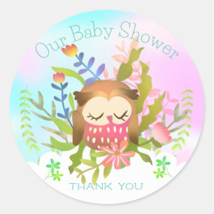 Sticker Carré pour bébé Chouette couchée