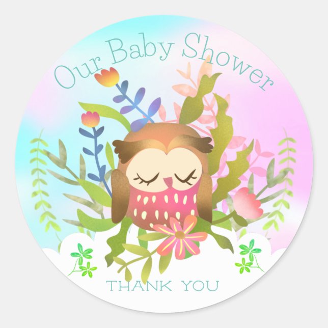 Sticker Carré pour bébé Chouette couchée (Devant)