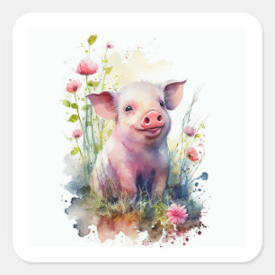 Sticker Carré pour bébé porc