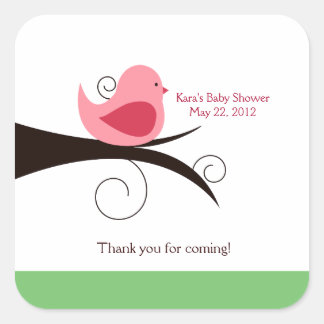Sticker CARRÉ pour Birdie (rose) Woodland