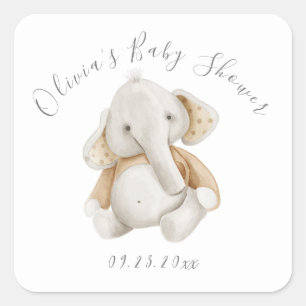 Sticker carré pour la baby shower d'Elephant Boy