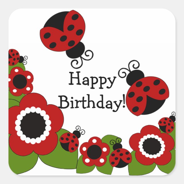 Sticker Carré pour l'anniversaire de Ladybug (Devant)
