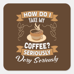 Sticker Carré pour l'art du mot café mignon
