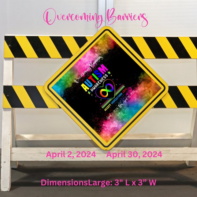 Sticker Carré pour l'autisme (Embrace the journey of 'Overcoming Barriers' of Autism with our vibrant square stickers.)