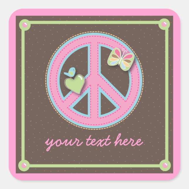 Sticker Carré pour petits signes de paix (Devant)
