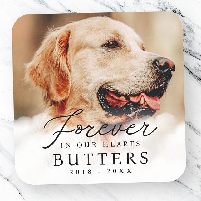 Sticker Carré Pour toujours dans nos coeurs Pet Memorial Photo m (Créateur téléchargé)
