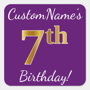 Sticker Carré Pourpre, anniversaire d'or de Faux 7ème + Nom fai
