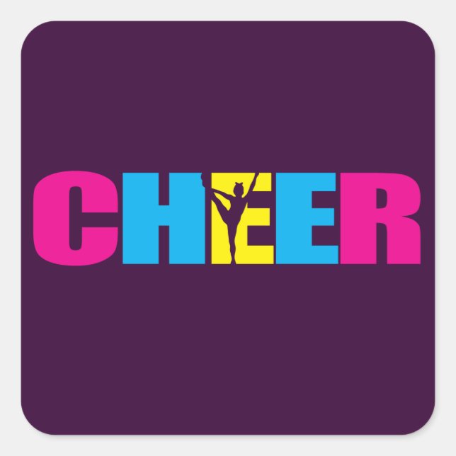 Sticker Carré Pourpre Cheerleading personnalisé d'acclamation (Devant)