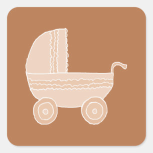 Sticker Carré Poussette beige beige à l'ancienne sur Brown.