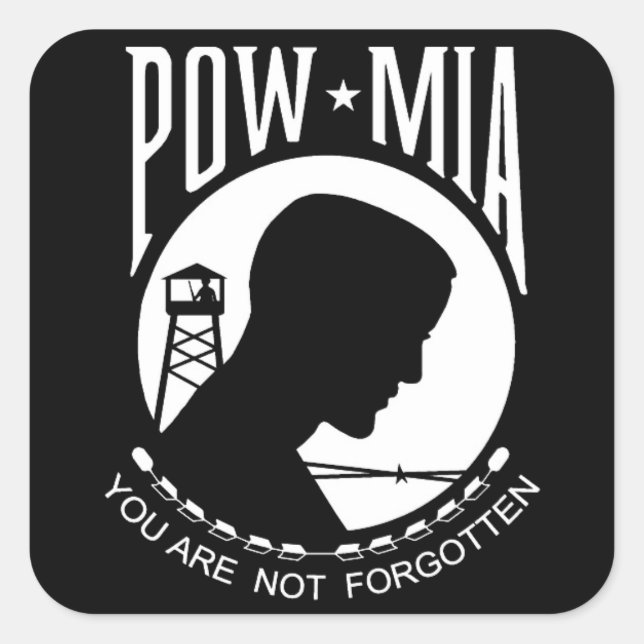 Sticker Carré Pow MIA : Vous N'Êtes Pas Oublié ! (Devant)