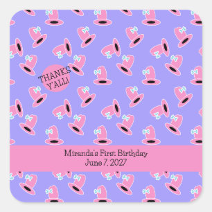 Sticker Carré Premier anniversaire de la petite fille