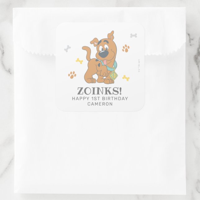 Sticker Carré Premier anniversaire de Scooby-Doo (Sac)
