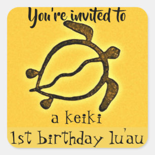 Sticker Carré Premier anniversaire Luau de Keiki